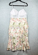 Womens Floral Bustier Midi Dress Size XL Ruffle Lace Corset Whimsical Fairycore