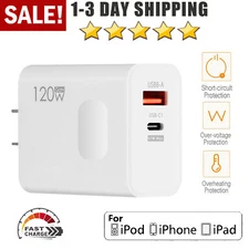 Dual Port PD120W + QC3.0 Fast Wall Charger Power Adapter For iPhone Samsung Plug