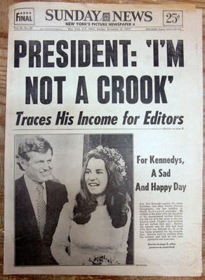 1973 Headline Newspaper President Nixon Press Conference Says I Am Not A Crook Ebay