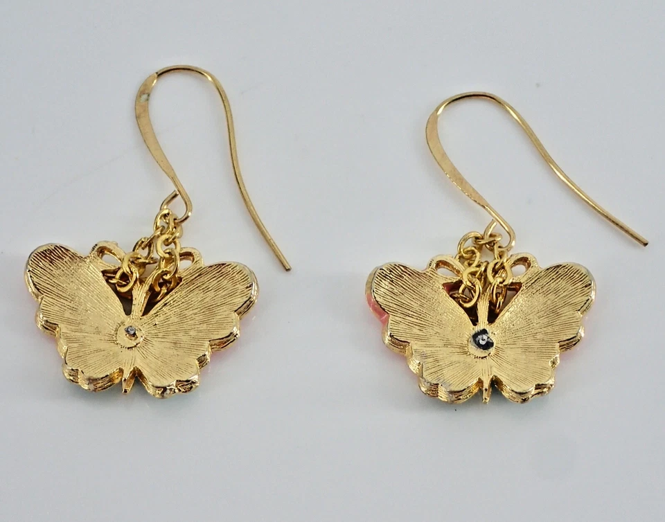 Pendientes Mariposa Gancho Gota Esmalte Joyería Naranja Coral Turquesa Azul Verde Foto 2 de 2