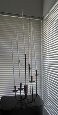 MCM Gunnar Ander Ystad Wood & Metal 7 Stem Skinny Candle Holder 13¾'' tall Vintag