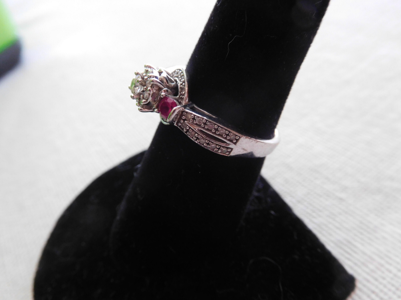 Diamond and Ruby sterling silver ring size 7 - image 3
