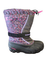 NEW Sorel Flurry Dark Gray w/ Pink Youth Waterproof 1888091-089 All Sizes