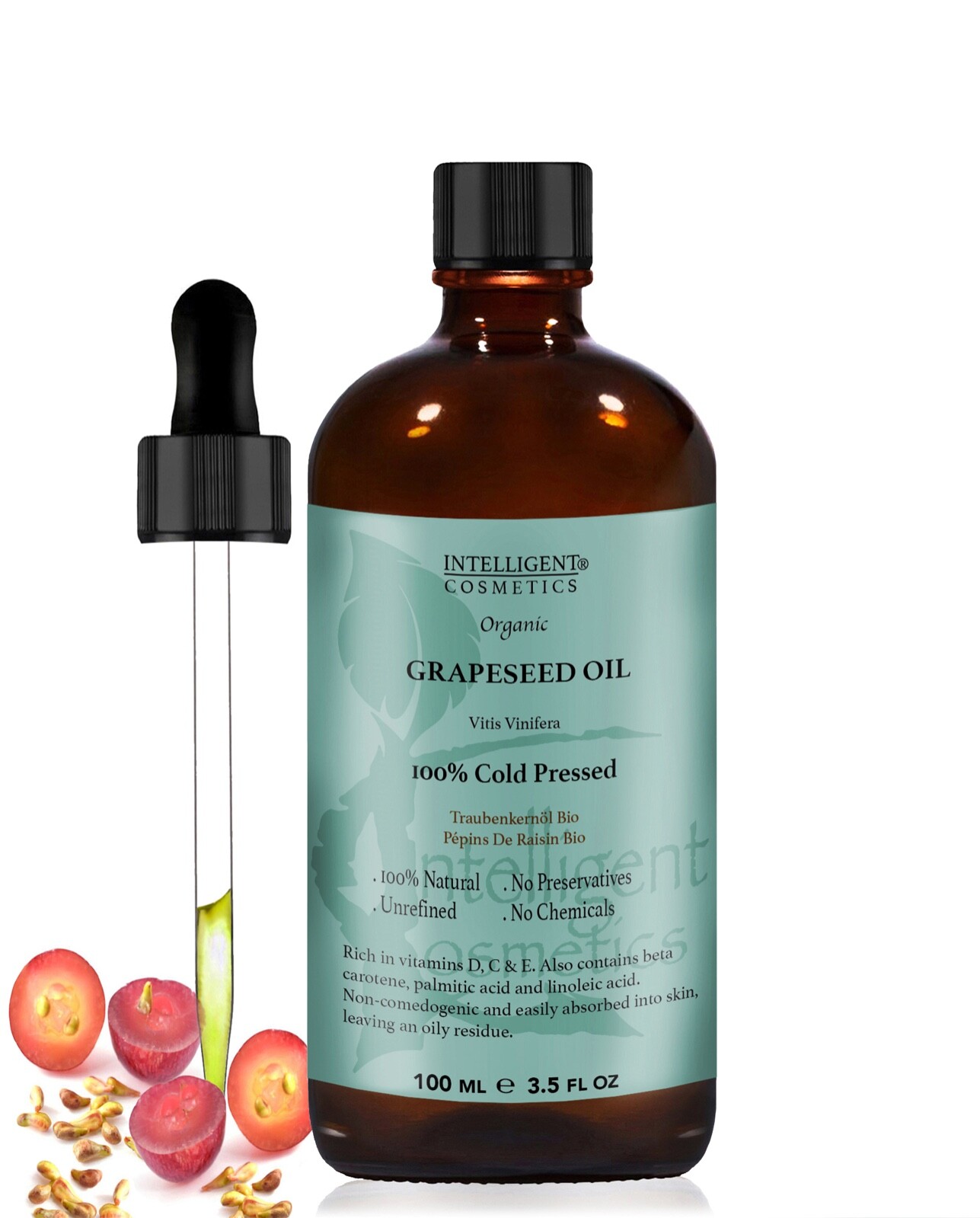 Grapeseed Oil Organic Cold Pressed Unrefined Virgin Pure & Natural