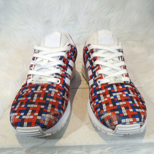 adidas Torshion ZX Flux Reflective Woven Red White Blue Sneakers Men's Size 7 - Picture 3 of 9
