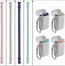 Reusable silicone  Straws, 4 Pack With Carrying Case And Cleaning Brush,