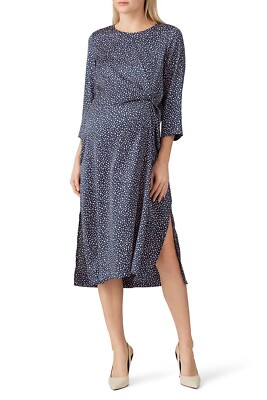 Hatch Maternity Women s THE LAUREN DRESS Navy/Pink Cheetah Size 1 (S/4-6) NEW