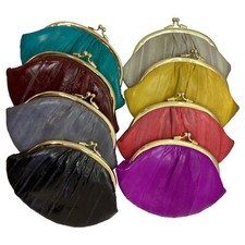 Genuine Eel Skin Cosmetic Case Pouch Makeup Case Round Pouch