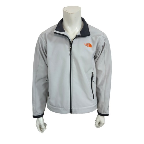 The North Face Jacket Men's Medium Gray W/ Orange Logo Full Zip Soft Shell T183 - Picture 3 of 14