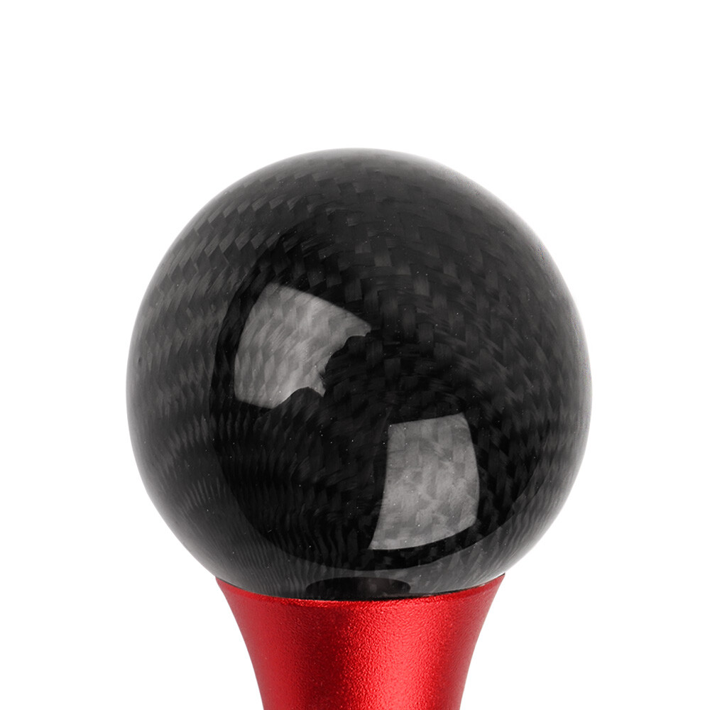 Universal Carbon Fiber Black/Red Ball Shift Knob Manual Gear Shifter