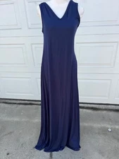 Women's Go Couture  V-Neck Maxi Dress Sleeveless Navy XL NWOT