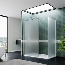 Walk In Shower Screen Panel Wet Room Cubicle Frosted EasyClean Glass Enclosure