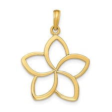14k Yellow Gold Flower Pendant Open Petal Charm Feminine Minimalist Necklace