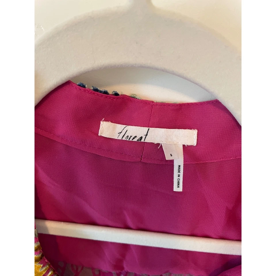 Floreat Anthropologie Talla S Japonica Mezcla de Seda Terciopelo Burnout Top Rosa Multi Foto 3 de 4