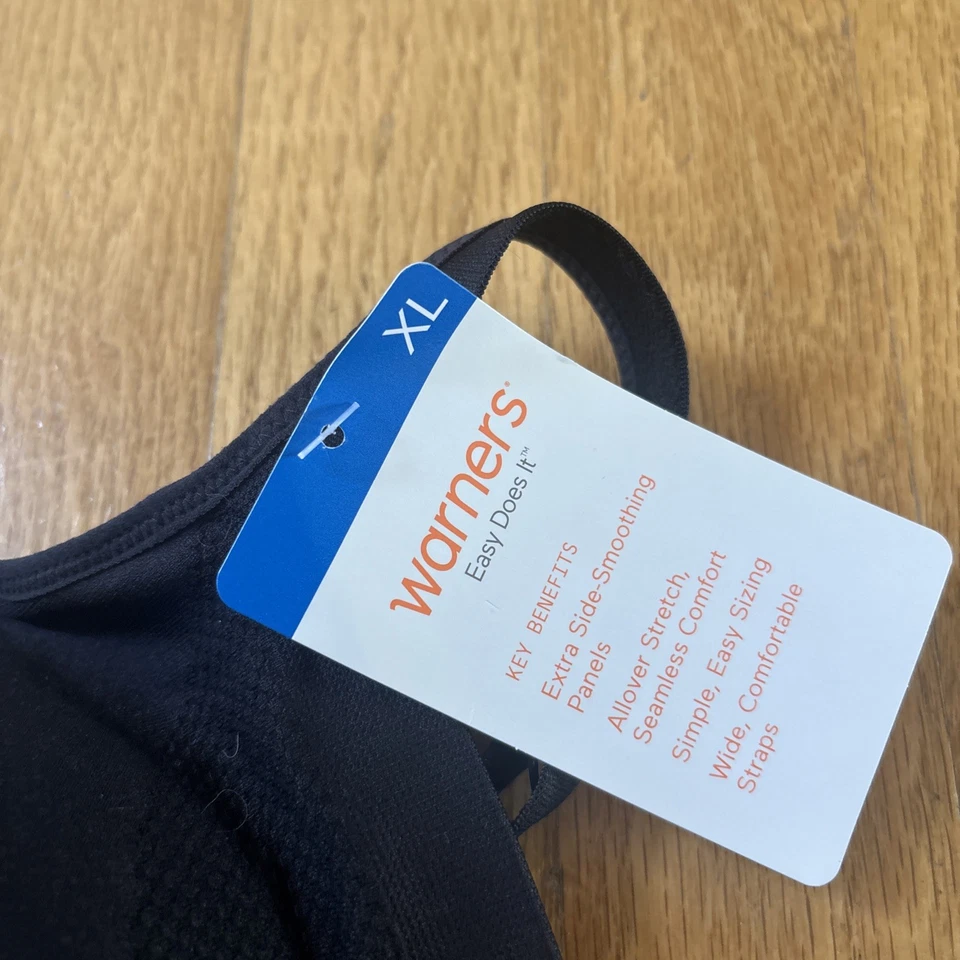 Brand New With Tags Warners Wire Free Black Size XL Bra Easy Does It - Image 3 of 4