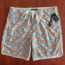 BNWT New REYN SPOONER Shell Deco Swim Trunks Board Shorts Boardies - Size 32
