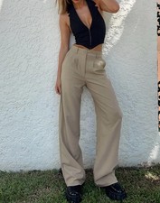Princess Polly Tan high-waisted wide-leg pants Archer Pants Taupe women  s 4