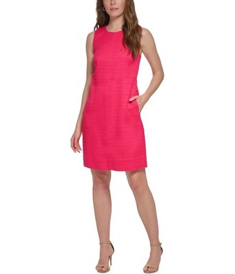 Tommy Hilfiger Womens Pocket Shift Dress, brghtpink, 4