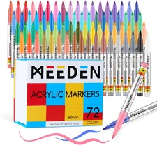 Acrylic Paint Marker Brush Tip: 72 Colors Large Capacity Acrylic Markers with Au