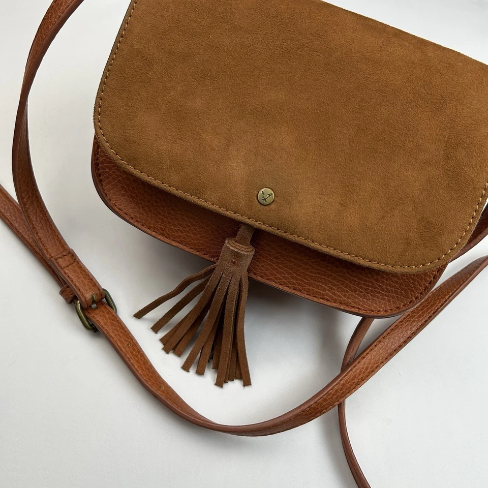 Bolso Bandolera AE Marrón Imitación Cuero Western Boho Borla Flecos a Presión Foto 3 de 4