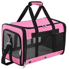 Soft Sided Collapsible Cat/Dog Carrier - Travel for Small Pets up to 17 lbs