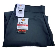 Dickies Men's 44X32 874 Flex Original Fit Stretch Work Pants Gray NEW