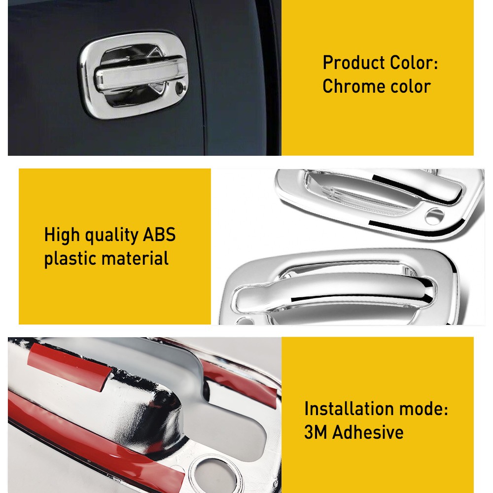 For Chevy Silverado /GMC Sierra Chrome 4* Door +Tailgate Handle Lever Cover Trim