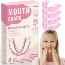 4 Pack Pink Kids Mouth Guards - Comfortable Night Guard for Teeth Grinding