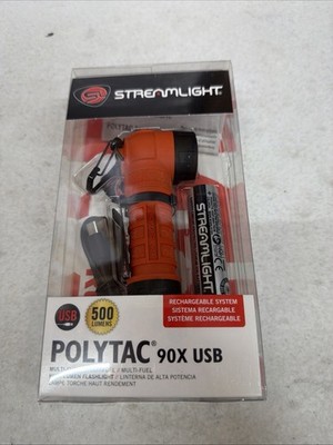 Streamlight PolyTac Multi-fuel 90X USB Light LEDs SL-B26 Battery Pack 500 Orange