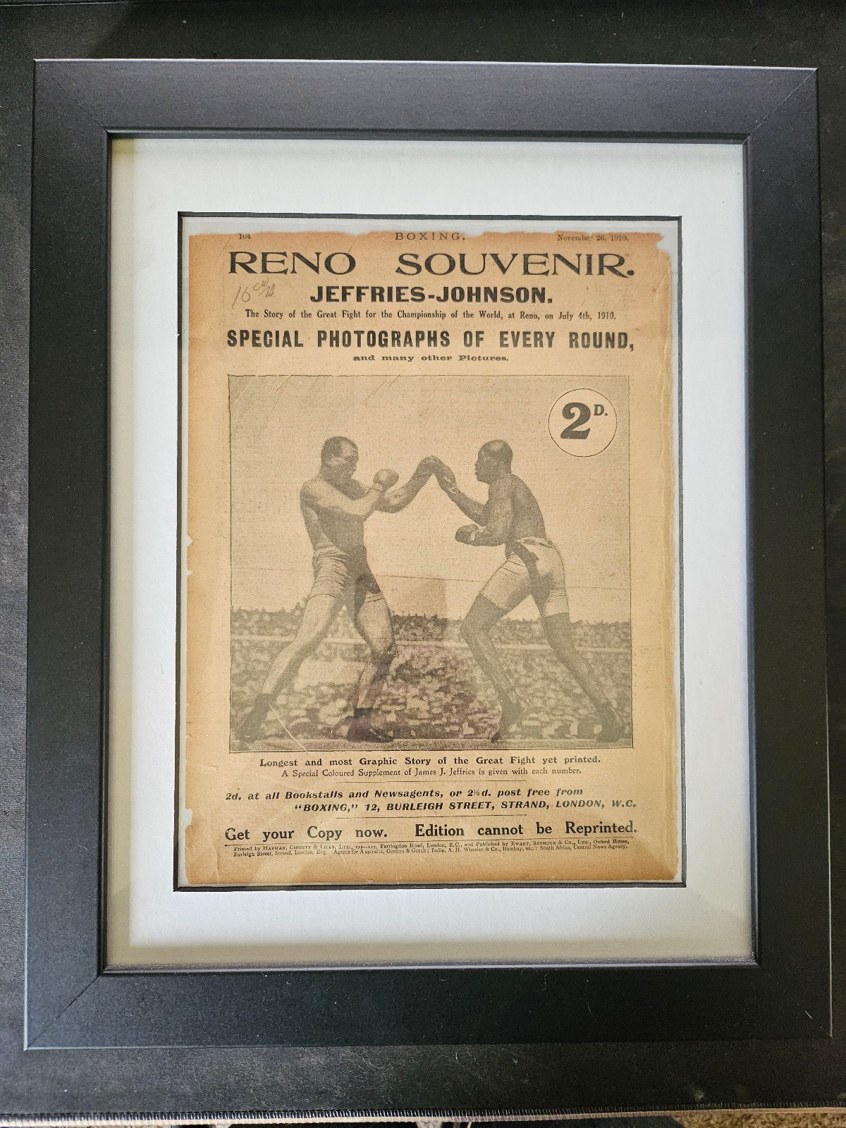 Jack Johnson v Jim Jefferies newspaper clipping