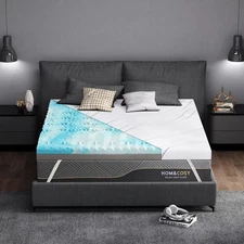 Firm 4 Inch Mattress Topper with Silk Cover, Premium Cooling Egg Gel + Bamboo...