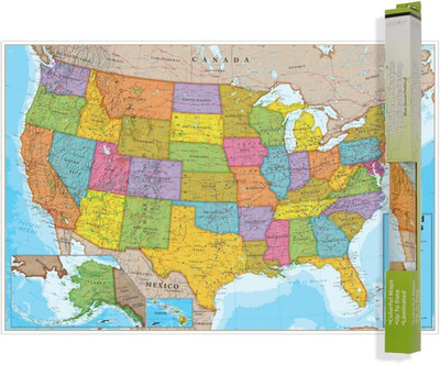 Blue Ocean Series USA Wall Map, Laminated Wall Map Poster, Educational Wall Art