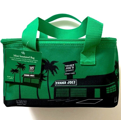 Trader Joe's Mini Insulated Cooler Tote Lunch Bag Green RARE RETIRED NEW NWT