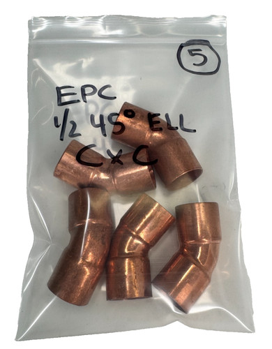 (QTY 5) EPC 45-Degree Elbow 3/4" C x C CTS Solder Joint Copper Sweat Fitting