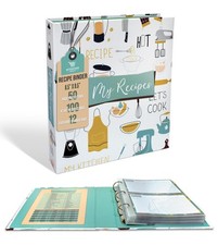 Recipe Binder, 8.5" x 9.5" 3 Ring Binder Organizer Set with 50 Page Protectors,