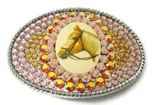 Palomino Horse Belt Buckle Rhinestone Paved Western Cowboy Cowgirl Rodeo USA