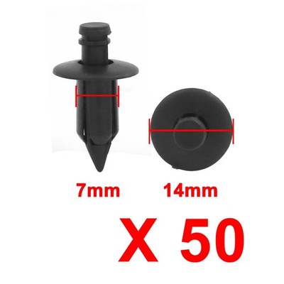 50PCS Schwarz Plastic Tür Trim Push Pins gurthalteband Nieten für 7mm Loch