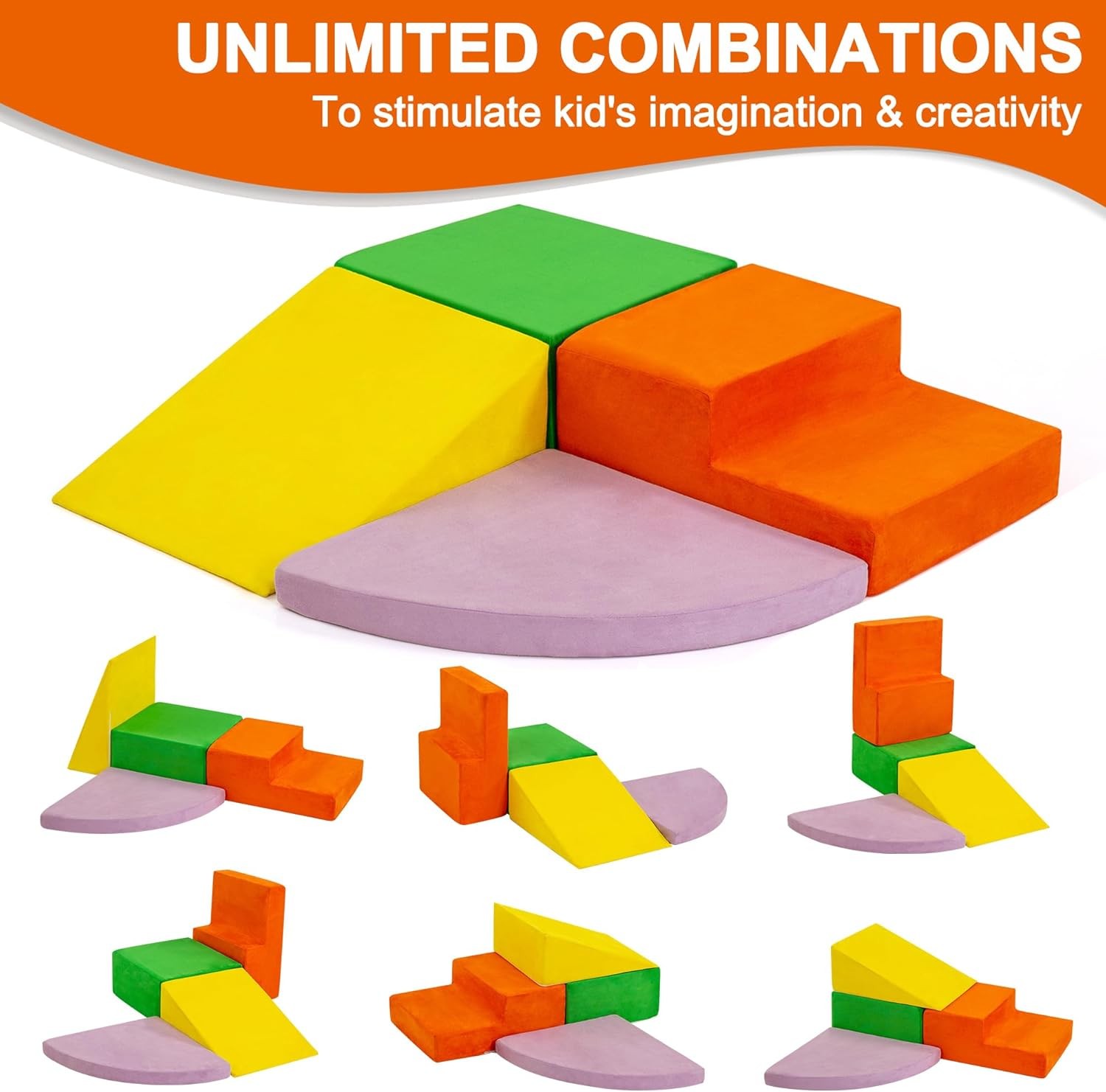 4PCS Climb & Crawl Foam Block Play Set,Toddler Modular Foam Climbing Blocks,I...