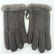 NEW UGG Perforated Genuine Shearling Suede Gloves Size L