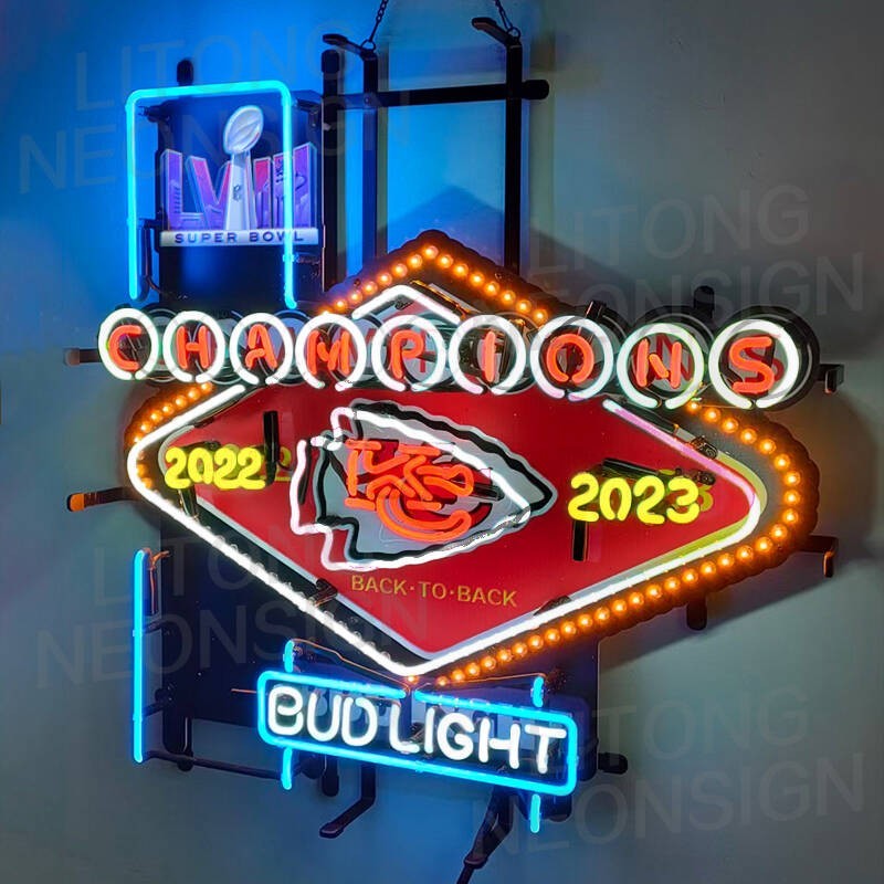 Lee ネオン看板風 ライト ヴィンテージ KANSAS US Kansas City Chiefs Champions Vivid LED Neon Sign 24