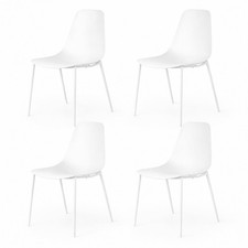 Set di 4 sedie moderne schienale ergonomico in polipropilene  bianche