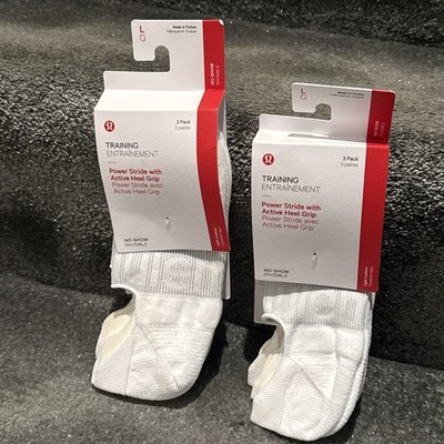 Lululemon Power Stride with Active Heel Grip L Damen Sportsocken weiß 6 Paar