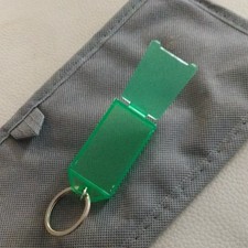 Green Solid Plastic Key Tag Key Chain with Metal Split Ring - Unisex