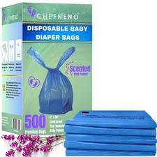 500 Count Baby Diaper Sacks Powder Scent Easy Tie Disposal Bags
