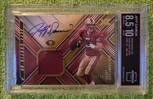 2018 Panini XR Autograph Swatches Gold 9/10 Jeff Garcia San Francisco 49ers - Picture 1 of 2