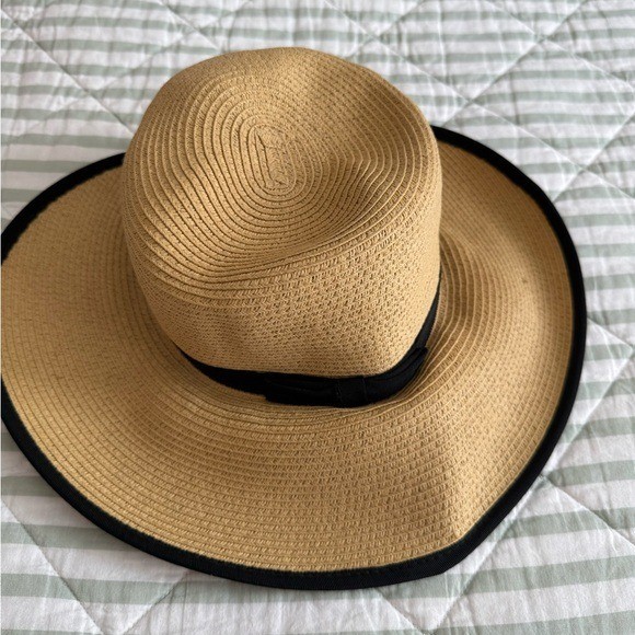 C.C EXCLUSIVES Straw Sun Hat black bow