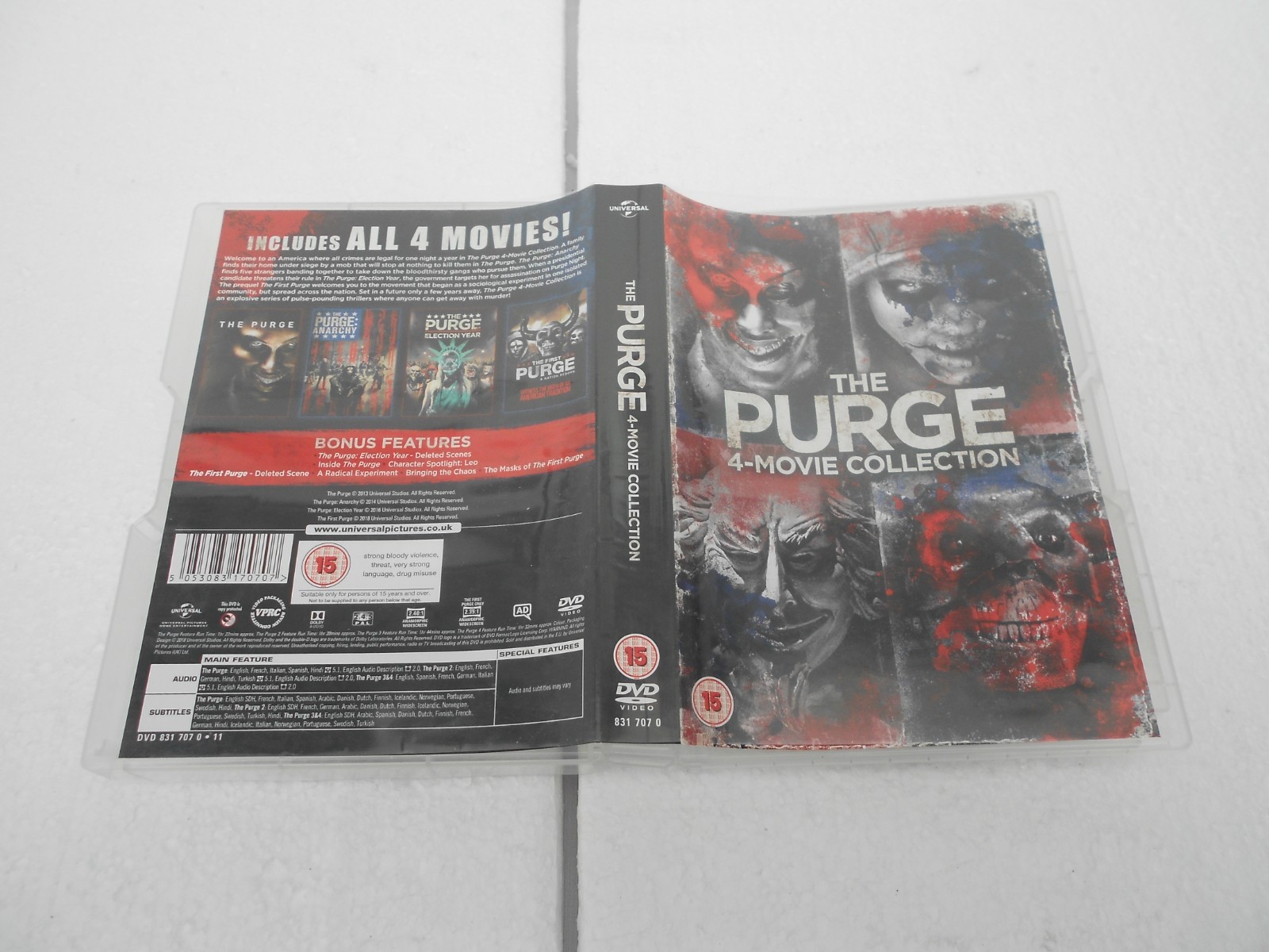 The Purge: 4-Movie Collection (DVD, 2018) region 2 dvd in good condition