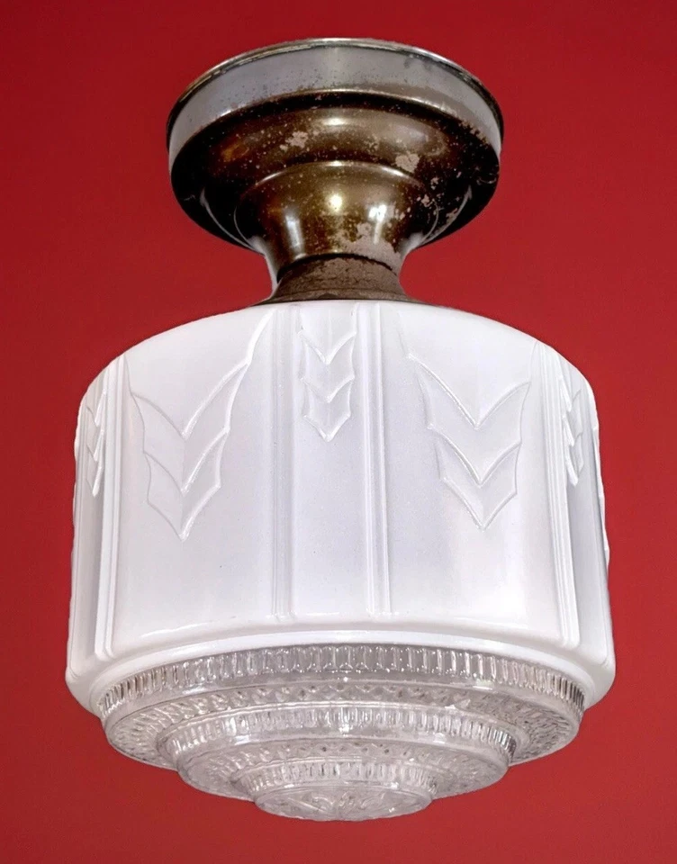 Lámpara de techo antigua original Art Deco Nouveau Gatsby años 20 1930 de colección Foto 3 de 4