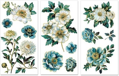 3 Sheets Rub on Transfers for Crafts and Furniture, Vintage Flower Rub on Decals