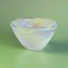 Partylite Indulgences Yellow Swirl Candle Holder Votive Art Glass 